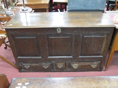 Lot 1655 - XVIII Century Joined Oak Blanket Box, top with...