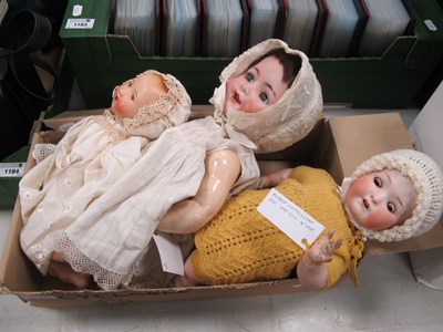 Lot 1182 - Three Bisque Headed Open Mouthed Baby Dolls to...
