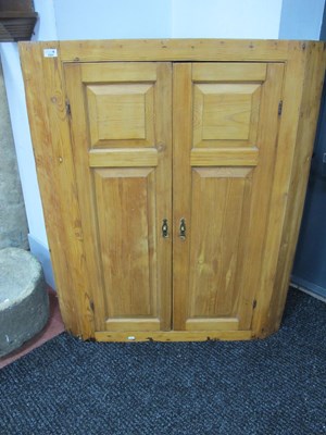 Lot 1531 - XIX Century Pine flat fronted corner cupboard,...