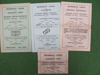 Lot 634 - Rotherham United Circa Wartime Programmes, v....