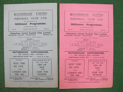 Lot 604 - Rotherham United Reserves Home Programmes,...