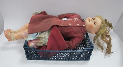 Lot 1303 - A Bisque Headed Open Mouthed Composition Doll,...