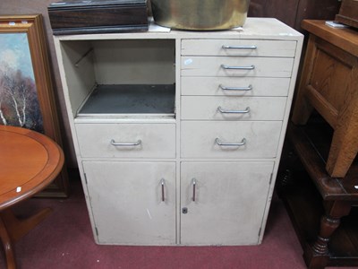 Lot 1539 - A Vintage Cream Painted Wood Dentists Cabinet,...