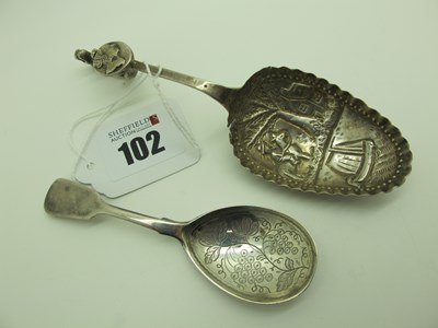 Lot 102 - A William IV Hallmarked Silver Fiddle Pattern...