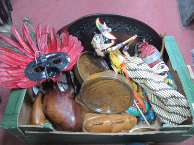 Lot 1200 - Carved African Wall Masks, a pair of oak...