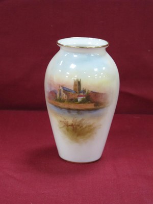 Lot 1306 - Royal Worcester Porcelain Ovoid vase, with...