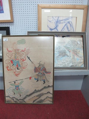 Lot 1502 - Oriental, Mythological Fighting Figures,...