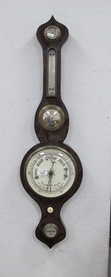 Lot 1523 - Late XIX Century Rosewood Banjo Barometer,...