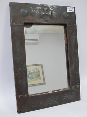 Lot 1366 - Arts-Crafts Copper Rectangular Wall Mirror,...