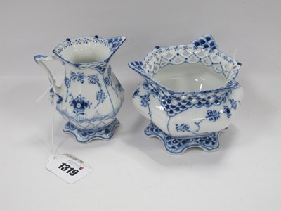 Lot 1319 - Royal Copenhagen Full Lace Milk Jug and Sugar...