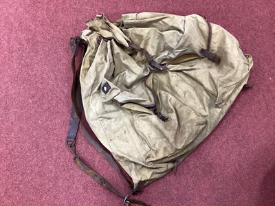 Lot 739 - WW2 German Army canvas rucksack with leather...