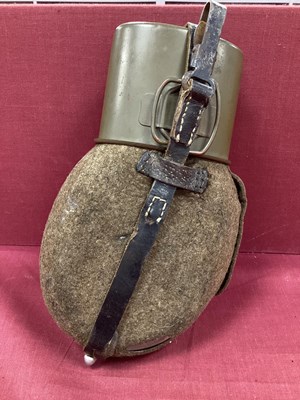 Lot 766 - WW2 German Army canteen water bottle with cup.