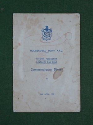 Lot 877 - 1938 Huddersfield Town Commemoration Dinner...