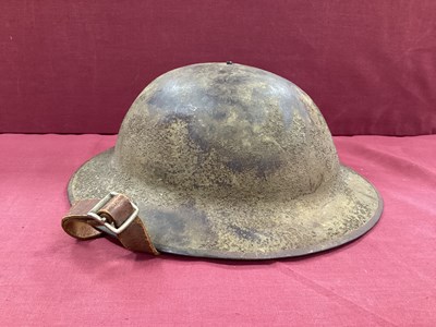 Lot 743 - WW1 British Army Brodie Mk I steel helmet with...