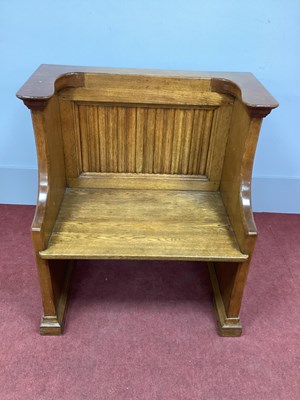 Lot 1513 - A XX Century Oak Bench, with linenfold back...