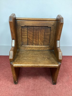 Lot 1492 - A XX Century Oak Bench, with panelled back and...