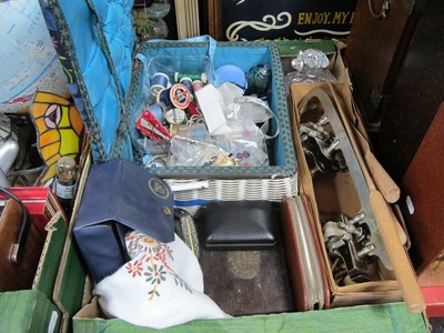 Lot 1019 - Cottons, scissors, scent bottles, manicure set,...