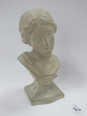 Lot 1387 - XIX Century Pottery Bust of a Girl, with her...