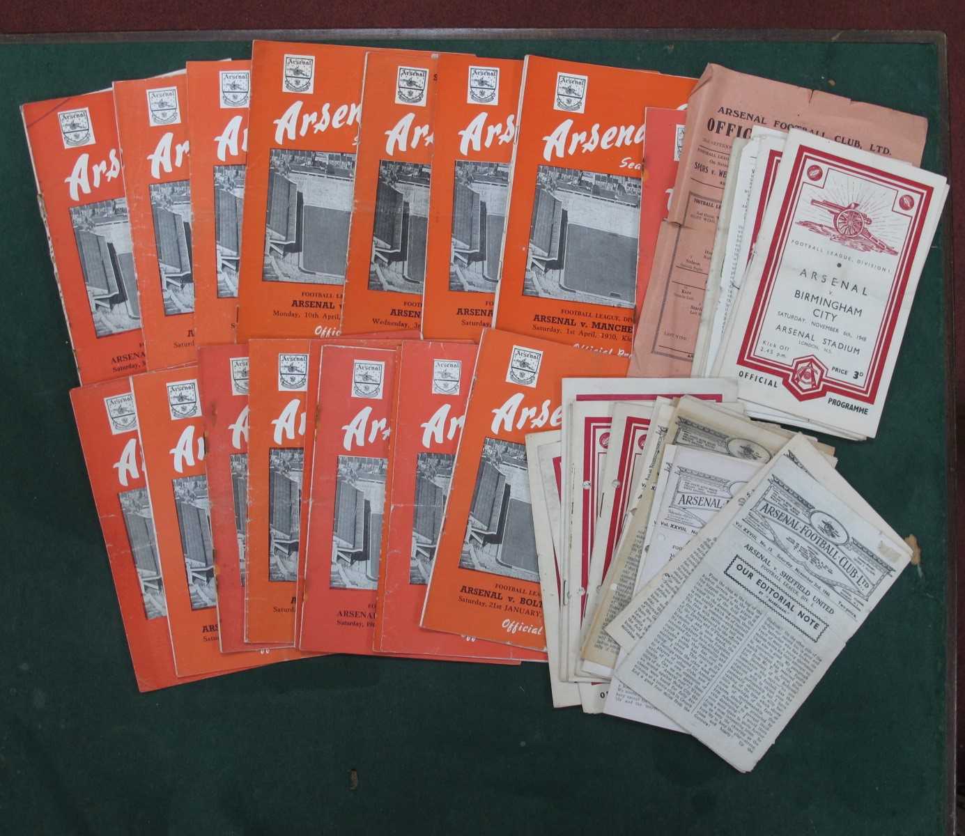 Lot 376 - Arsenal Home Football Programmes, 45-6 v....