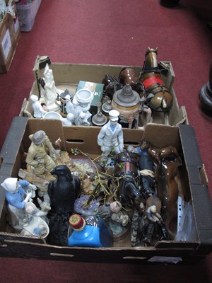 Lot 1403 - Model Horses, figuriens, steins, etc (some...