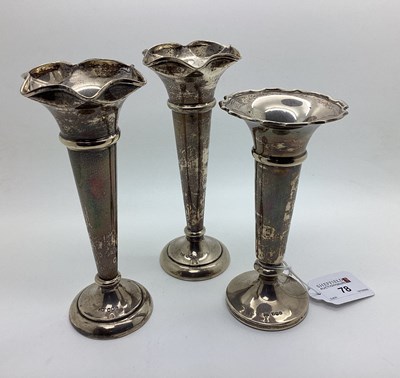 Lot 78 - A Pair of Hallmarked Silver Spill Vases, each...