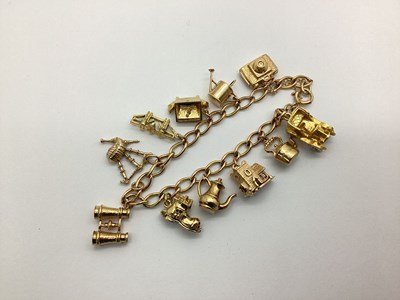Lot 188 - A 9ct Gold Curb Link Charm Bracelet,...