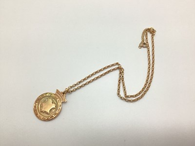 Lot 193 - A 9ct Gold Medallion Pendant, engraved to the...