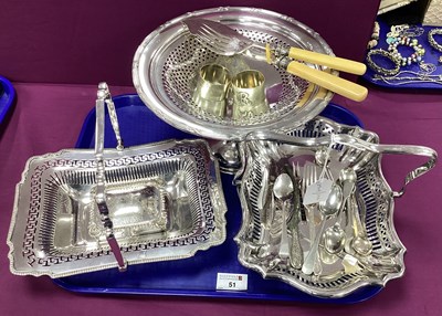 Lot 51 - Decorative Electroplated Comport, two swing...