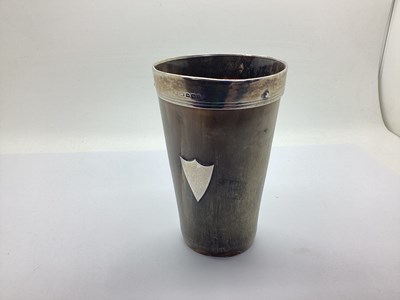 Lot 110 - A Hallmarked Silver Mounted Horn Beaker,...