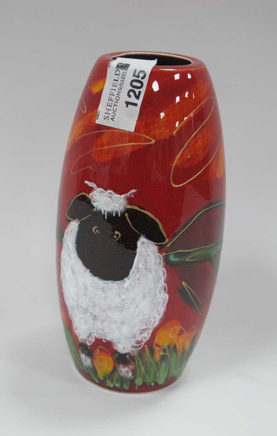 Lot 1205 - Anita Harris 'Black Nosed Sheep' Skittle Vase,...