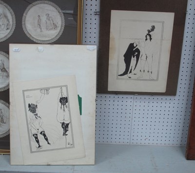 Lot 1430 - After Aubrey Beardsley, a pair of erotic...