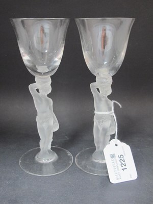 Lot 1225 - Pair of French Artes Frosted Figural Stem...