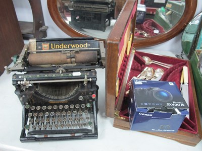 Lot 1127 - Underwood Typewriter, Canon SX400is camera,...