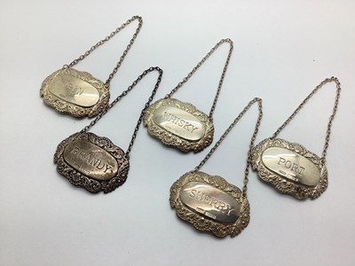 Lot 111 - A Set of Five Hallmarked Silver Decanter...
