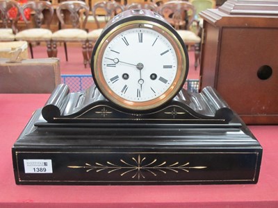 Lot 1389 - XIX Century Black Slate Mantel Clock, with a...