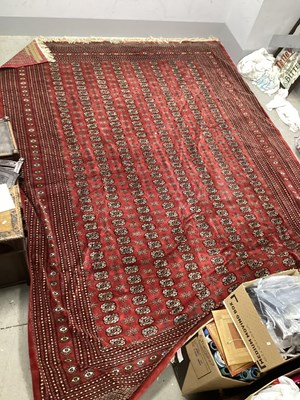 Lot 1494 - Wool Carpet with a Red Ground, columns of gul...