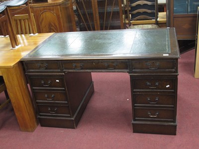 Lot 1540 - Oak Pedestal Desk, with a crossbanded top,...