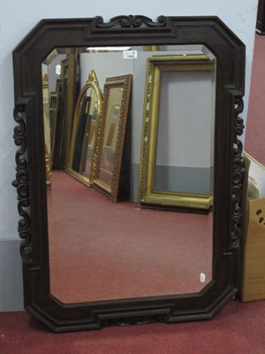 Lot 1435 - XX Century Oak Rectangular Shaped Wall Mirror,...