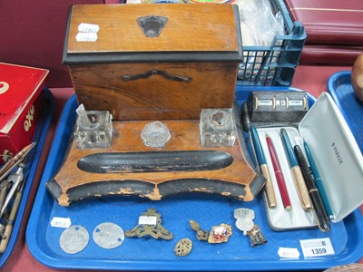 Lot 1359 - A Walnut Desk Stand, with internal letter rack,...