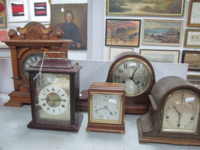 Lot 1397 - A Newhaven carved oak mantle clock, Napoleon...