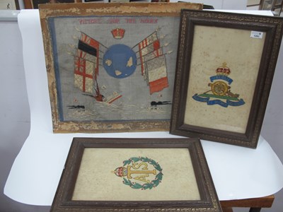 Lot 1291 - Military Embroideries - two crests in early XX...