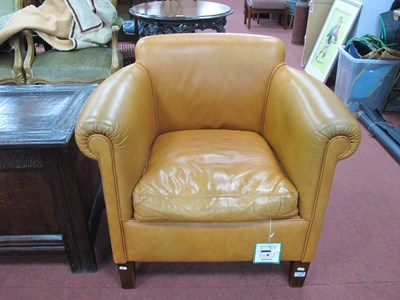 Lot 1507 - A Tan Leather Armchair, on square supports