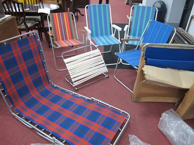 Lot 1134 - Two Sun Loungers, four garden chairs, foot...