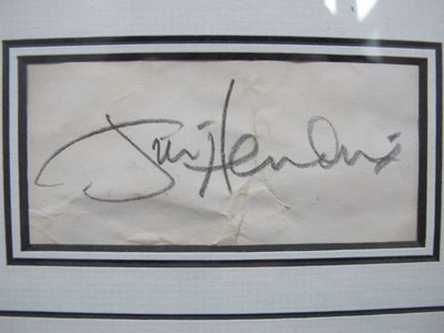 Lot 302 - Jimi Hendrix Signature, signed in pencil, with...