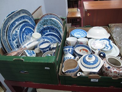 Lot 1044 - Blue and white ceramics to include plates,...
