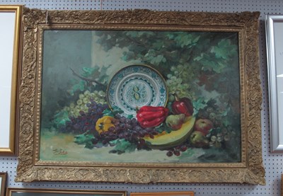 Lot 1411 - F. Jodice, Still Life Study of Fruit and Plate,...