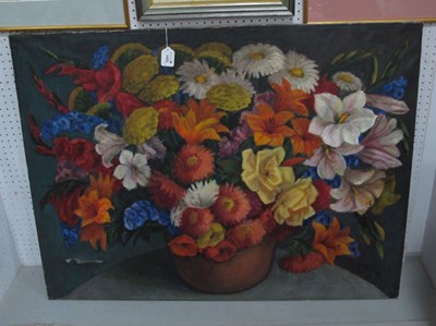 Lot 1433 - Edes, Still Life of Colorful Flowers, oil on...