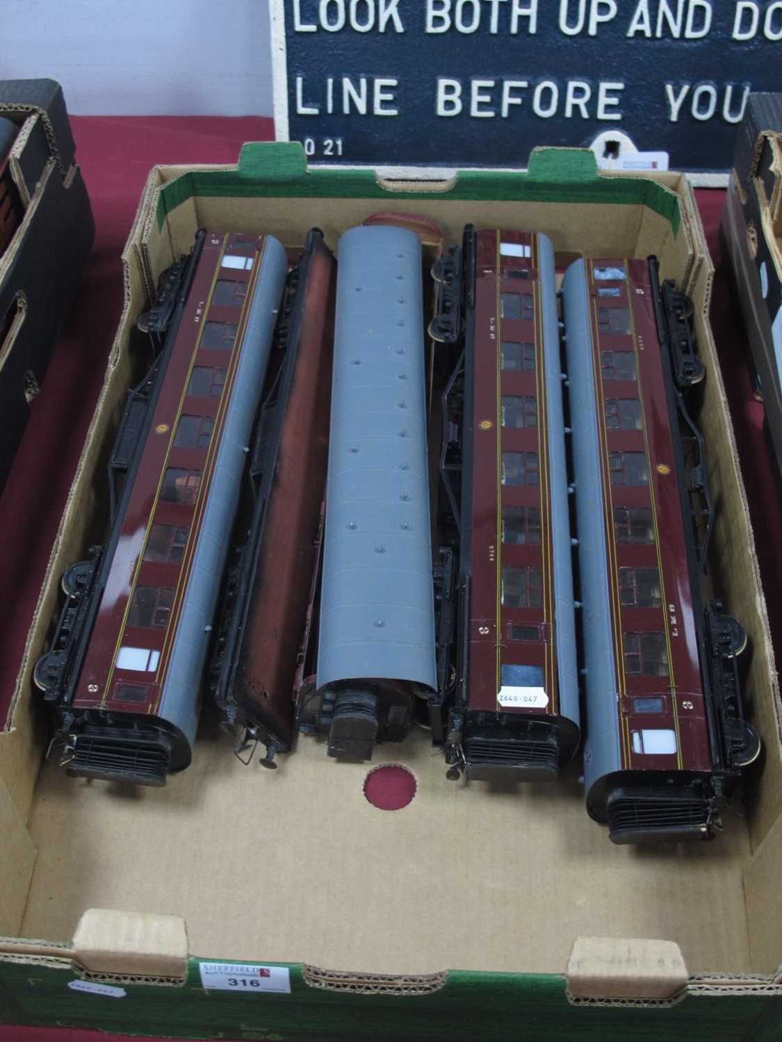 Lot 316 - Four 'O' Gauge/7mm Kit Built LMS maroon Eight...