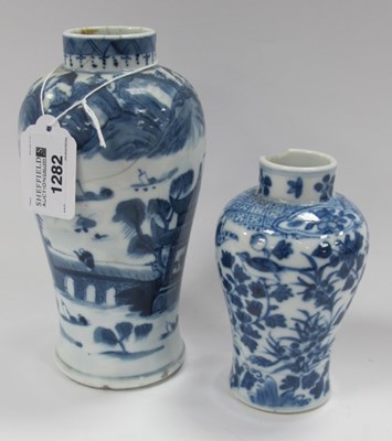 Lot 1282 - Oriental - Chinese Blue and White Baluster...