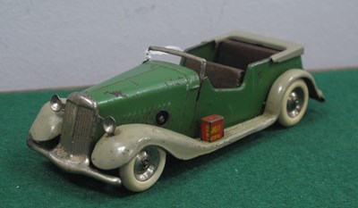 Lot 645 - Pre-War Minic tinplate clockwork tourer,...